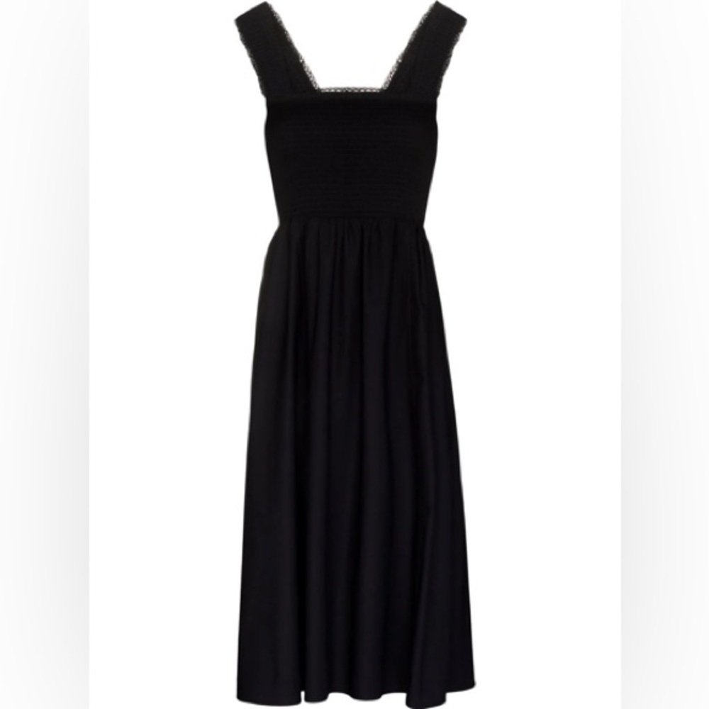 Reformation Black Organic Cotton Villa Midi Dress